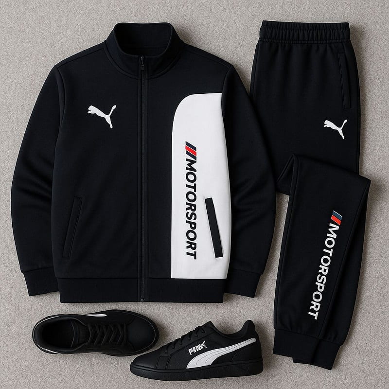 ست سوییشرت شلوار مردانه مشکی مدل MotorSport