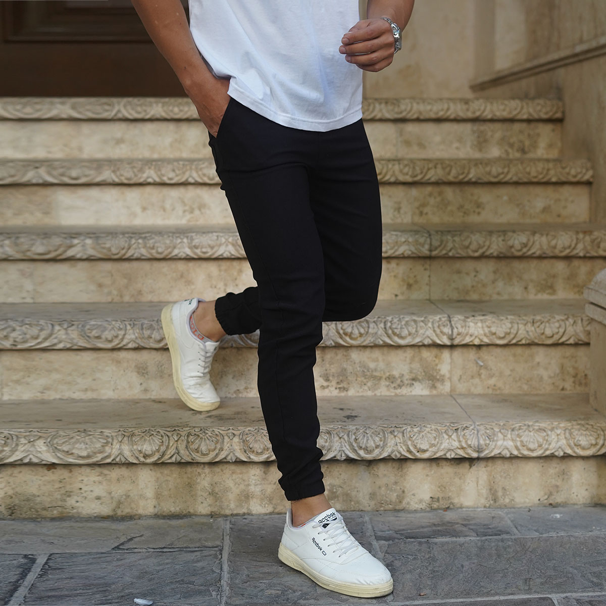 شلوار اسلش مردانه مشکی مدل KARA