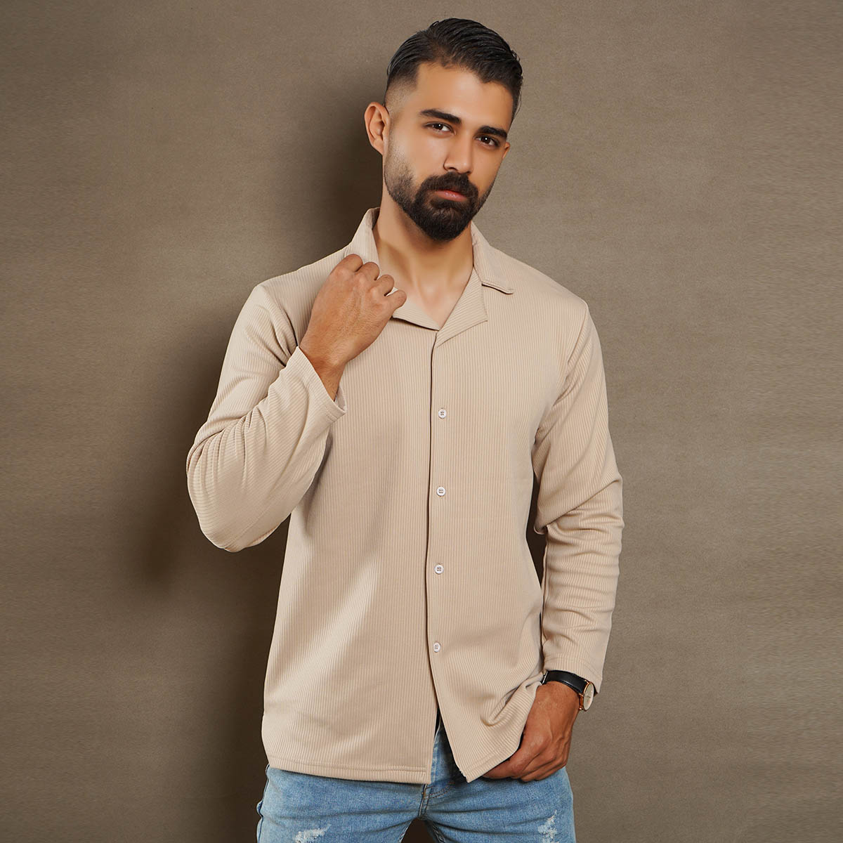 پیراهن مردانه کرم مدل Atila