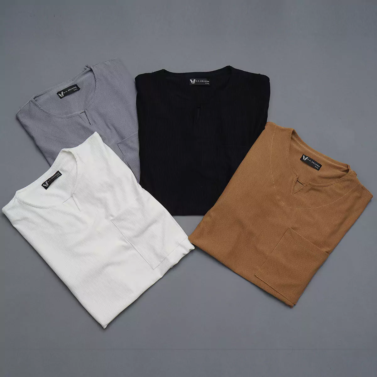 تیشرت آستین بلند یقه کوبایی سفیدمردانه مدل Asam