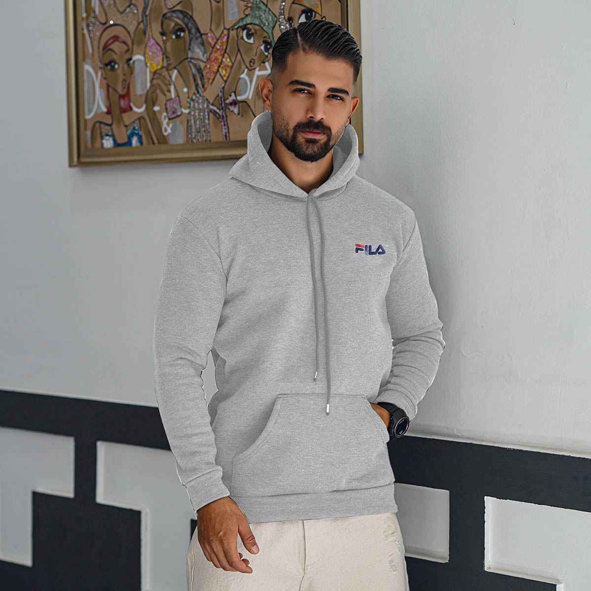 هودی مردانه فیلا طوسی مدل Pirooz