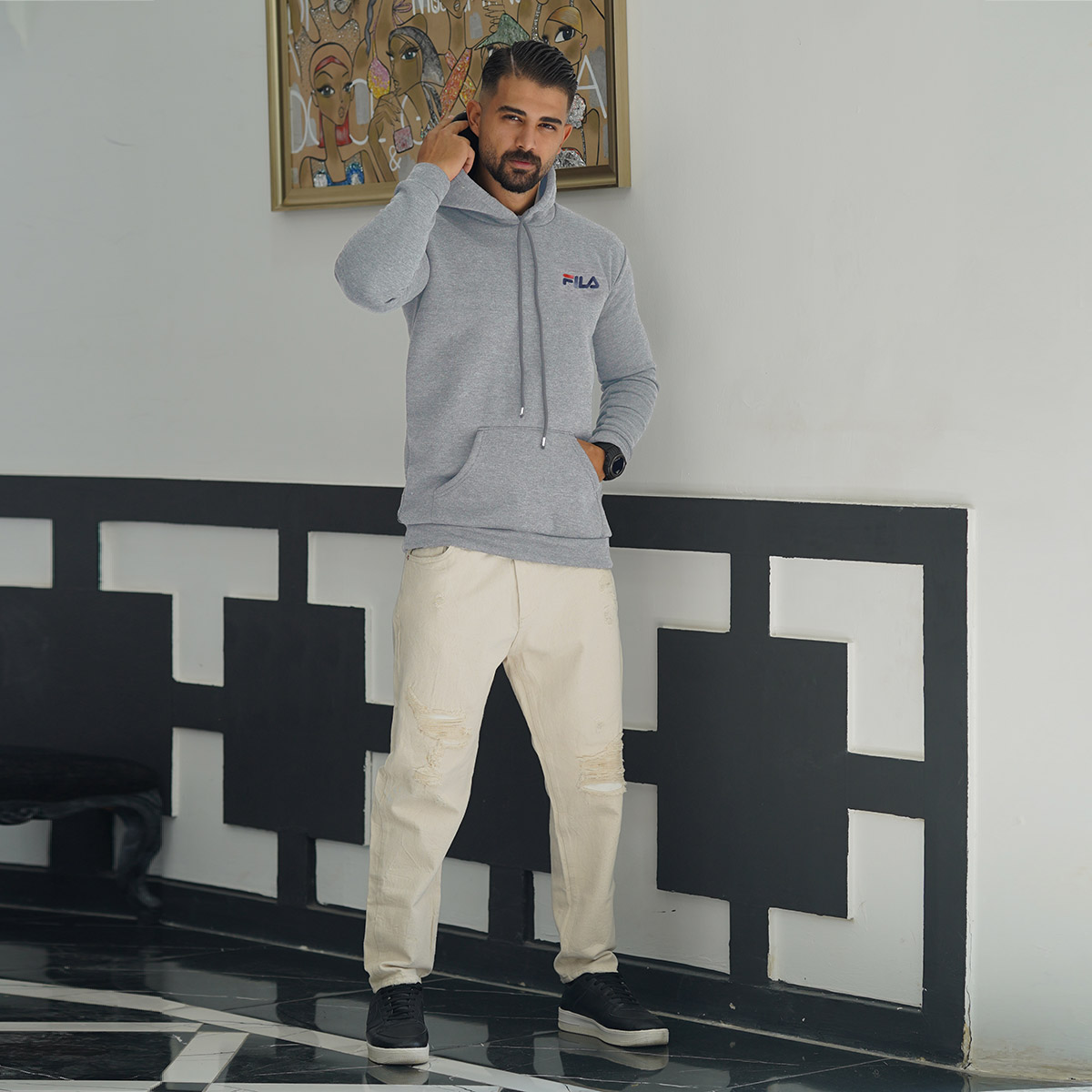 هودی مردانه فیلا طوسی مدل Pirooz