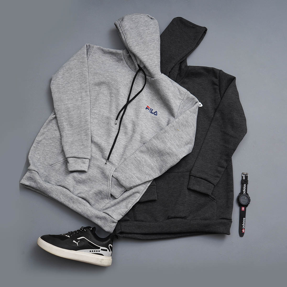 هودی مردانه فیلا ذغالی مدل Pirooz