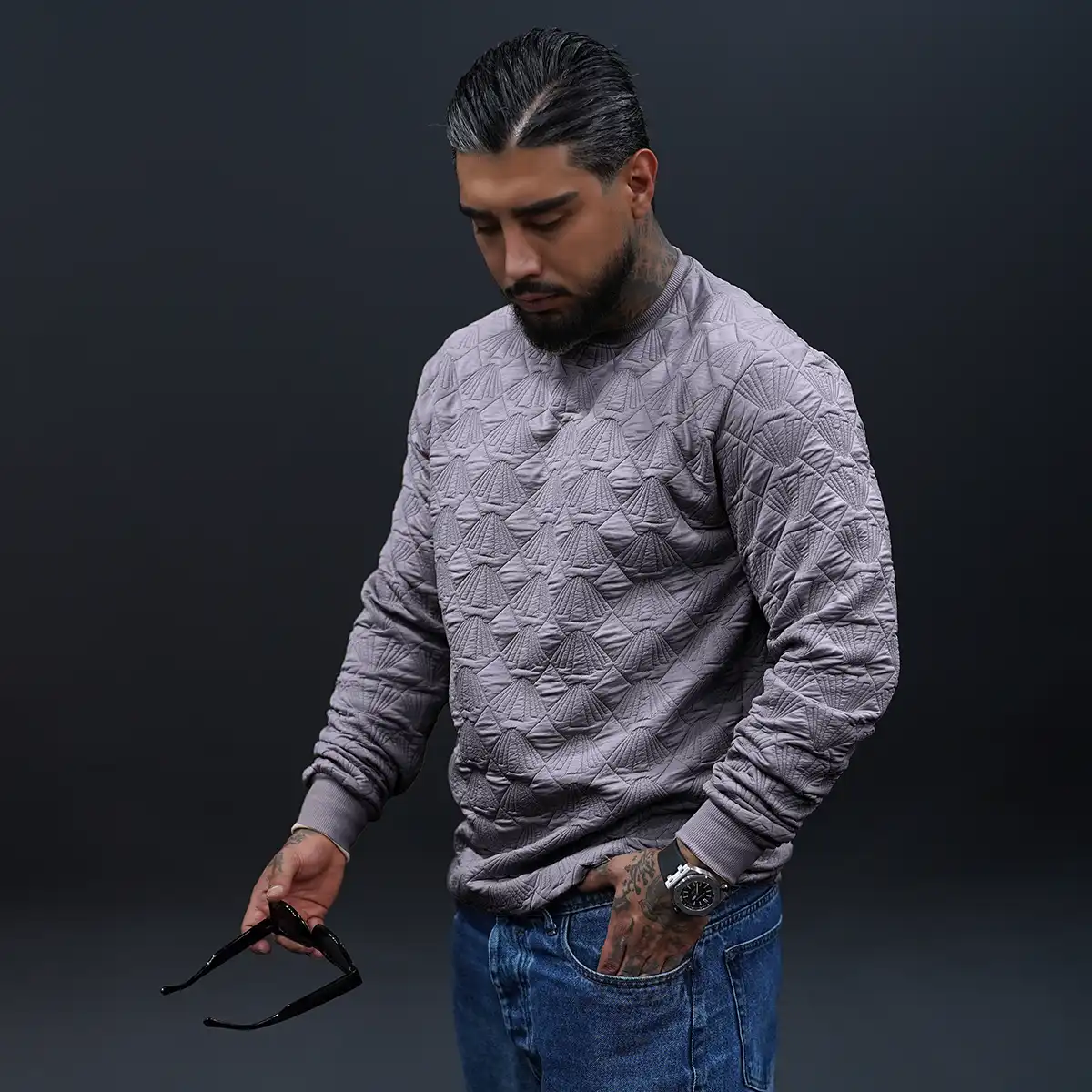 دورس مردانه طوسی مدل Ayaz