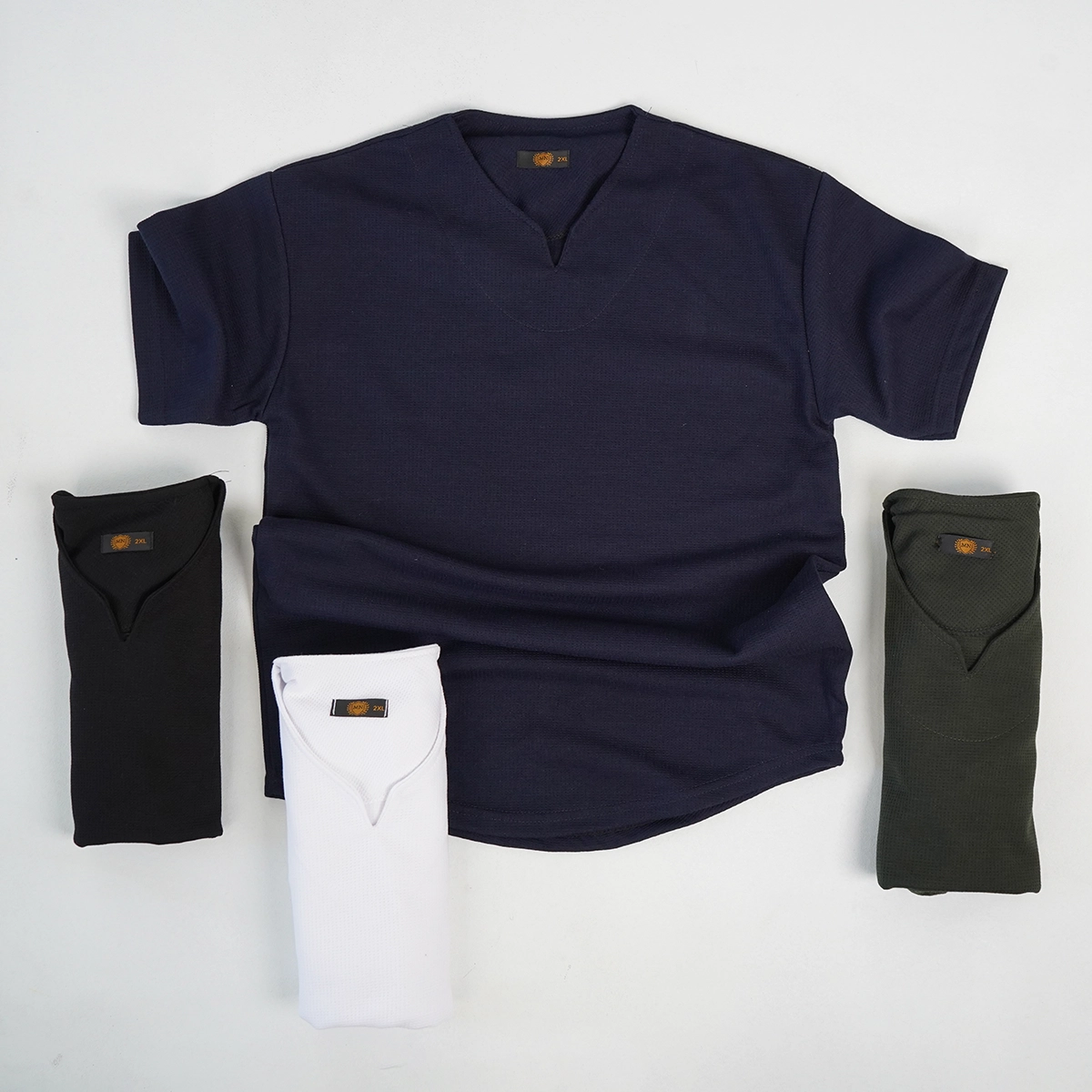 تیشرت سبز یقه کوبایی مردانه مدل Sorad