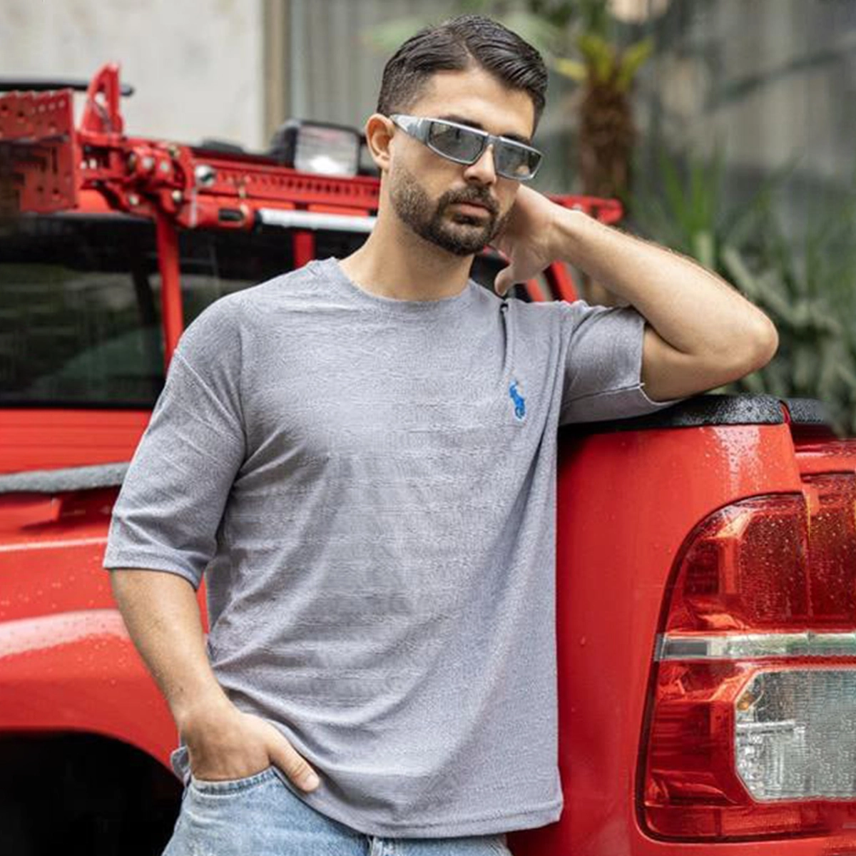 تیشرت مردانه پلو طوسی مدل Moroco