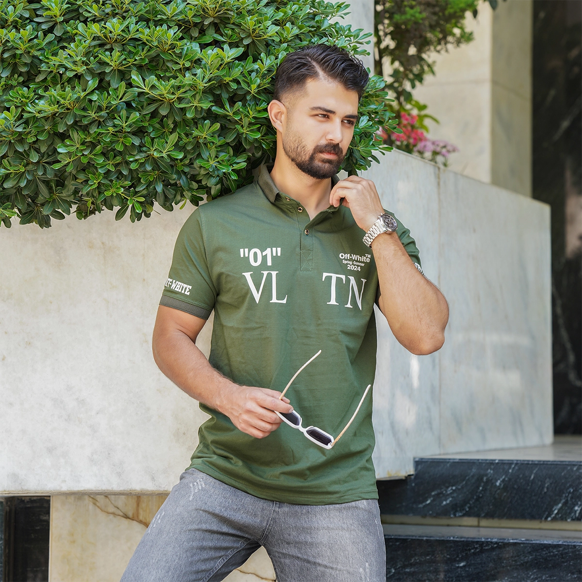 تیشرت مردانه سبز مدل 01-LV