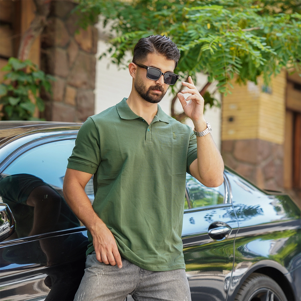 تیشرت مردانه جودون ساده سبز مدل Tiamo