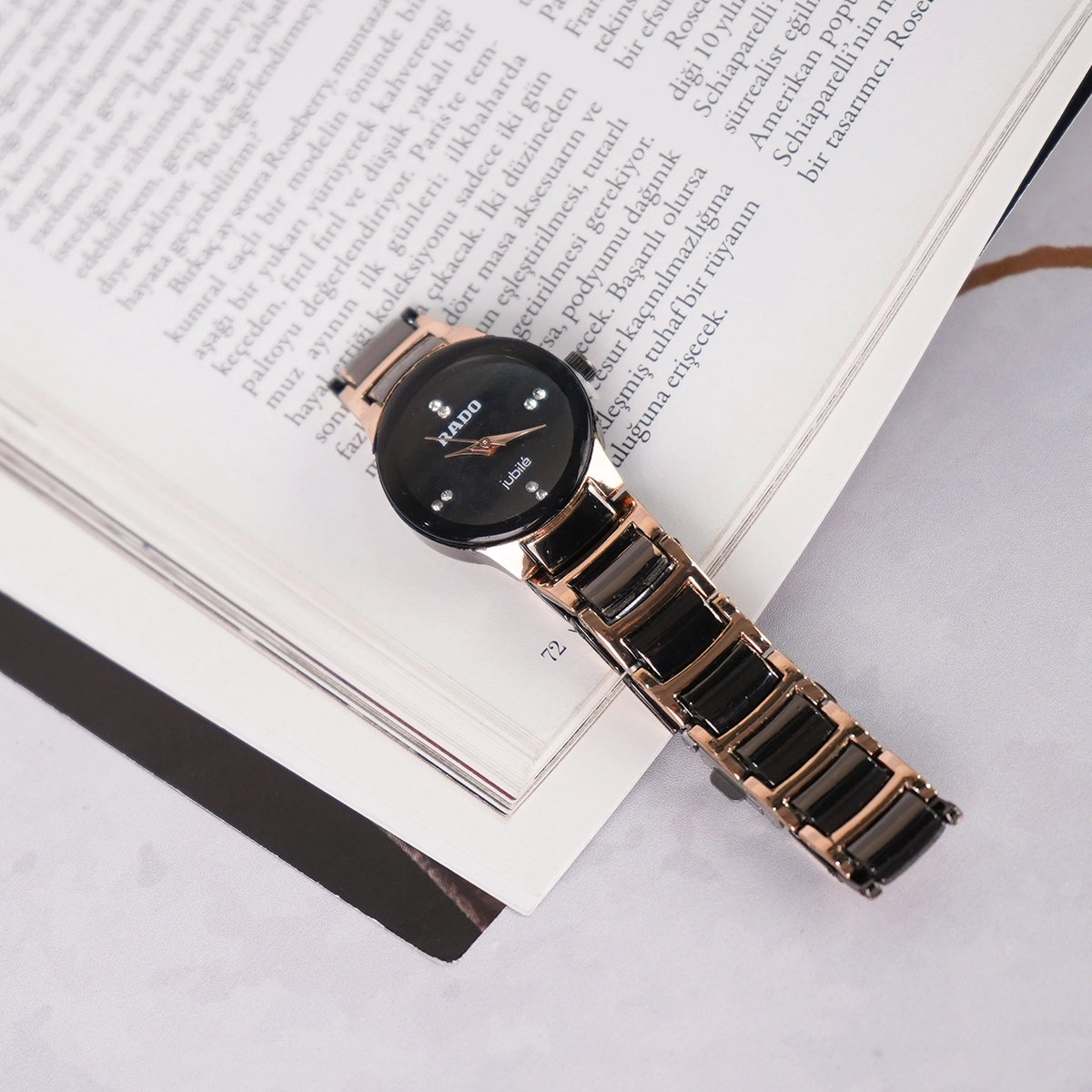 ساعت مچی زنانه مشکی رزگلد مدل Rado