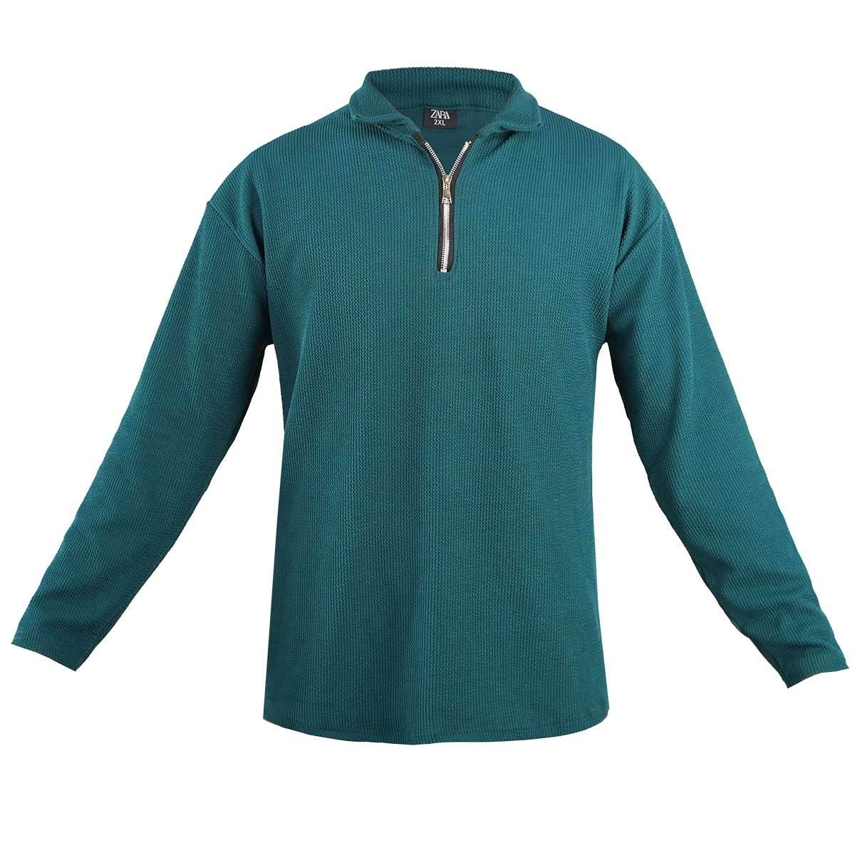 بلوز مردانه نیم زیپ آستین بلند سبز مدل FARBOD