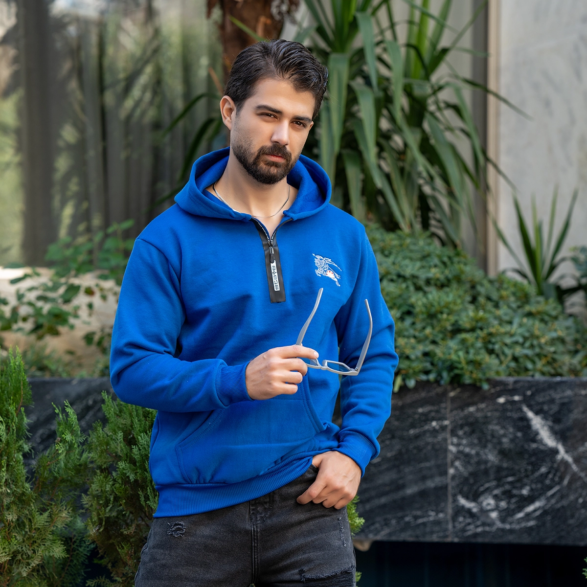 هودی مردانه آبی مدل Vahid