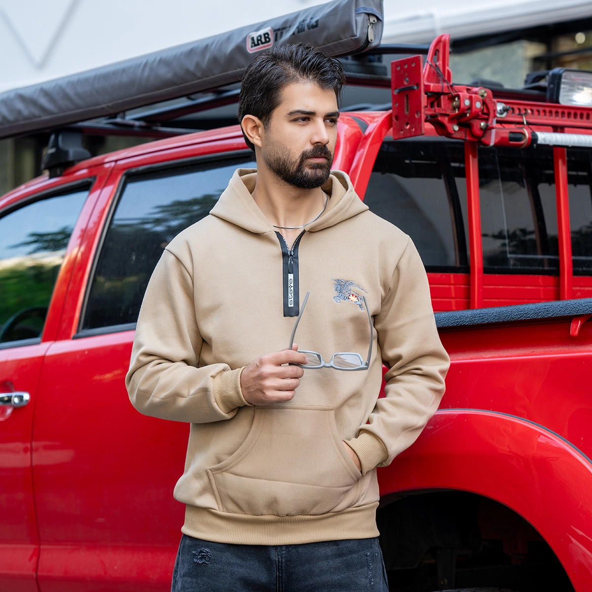 هودی مردانه کرم مدل Vahid