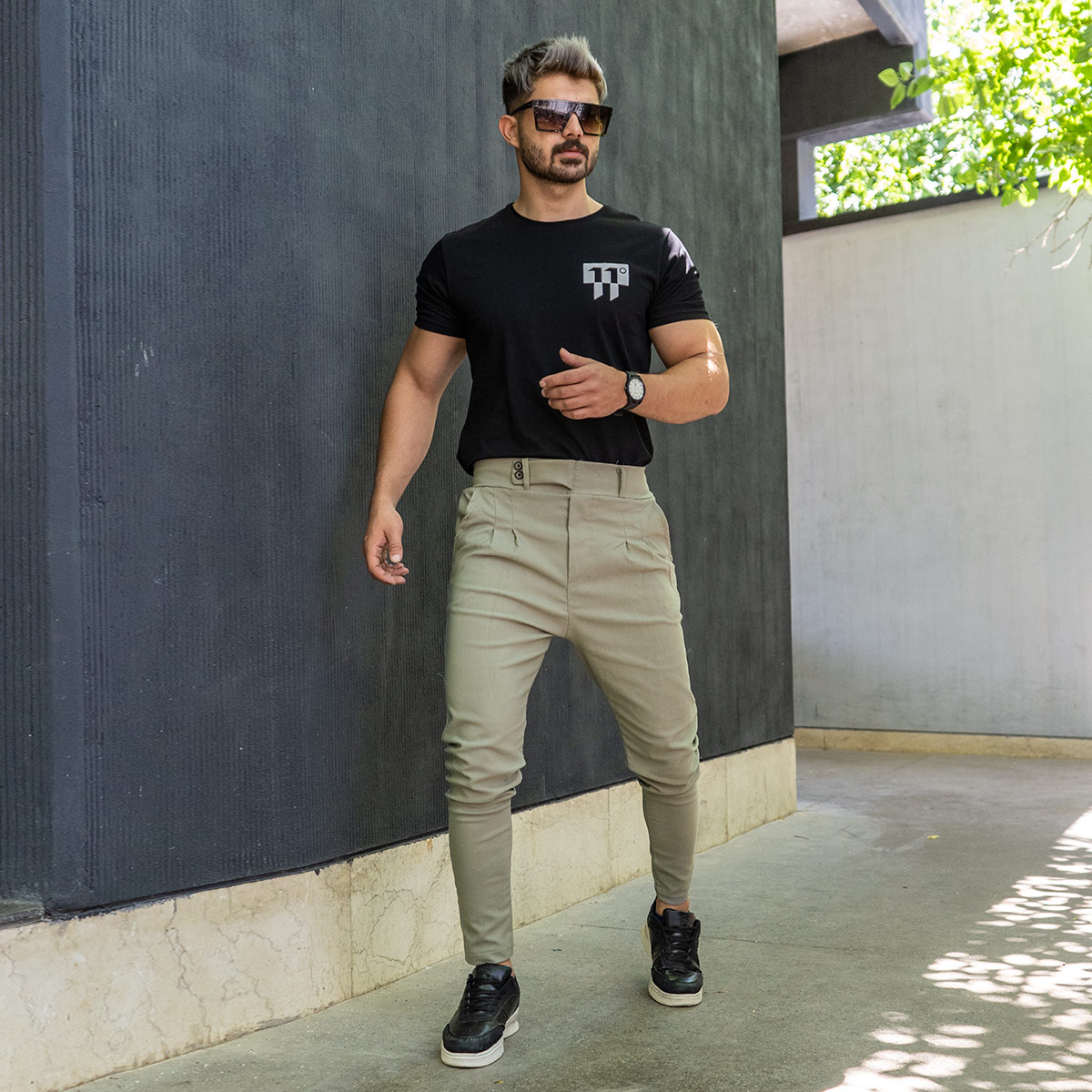 شلوار اسلش کمربندی سبز مردانه مدل Legans(T)