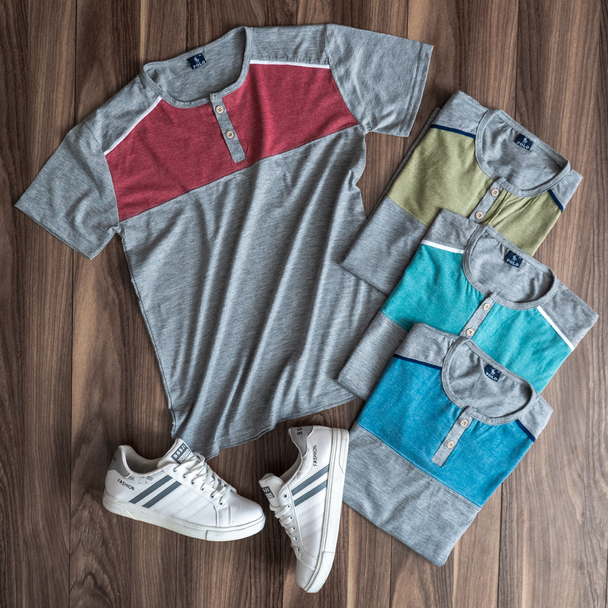 تیشرت مردانه طوسی تیره سبز مدل Ratim(T)