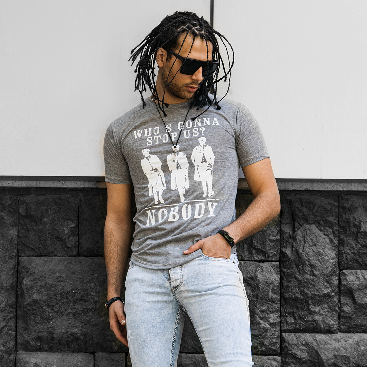 تیشرت NOBODY مردانه طوسی روشن مدل Montez
