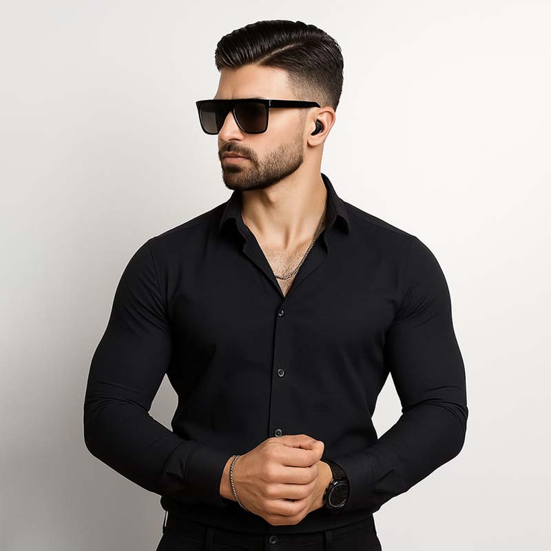 پیراهن مردانه مشکی مدل VQ