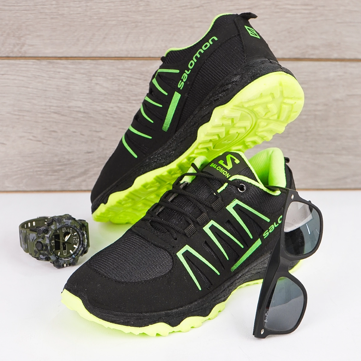 کفش ورزشی مردانه مشکی سبز Salomon مدل BAHRAM