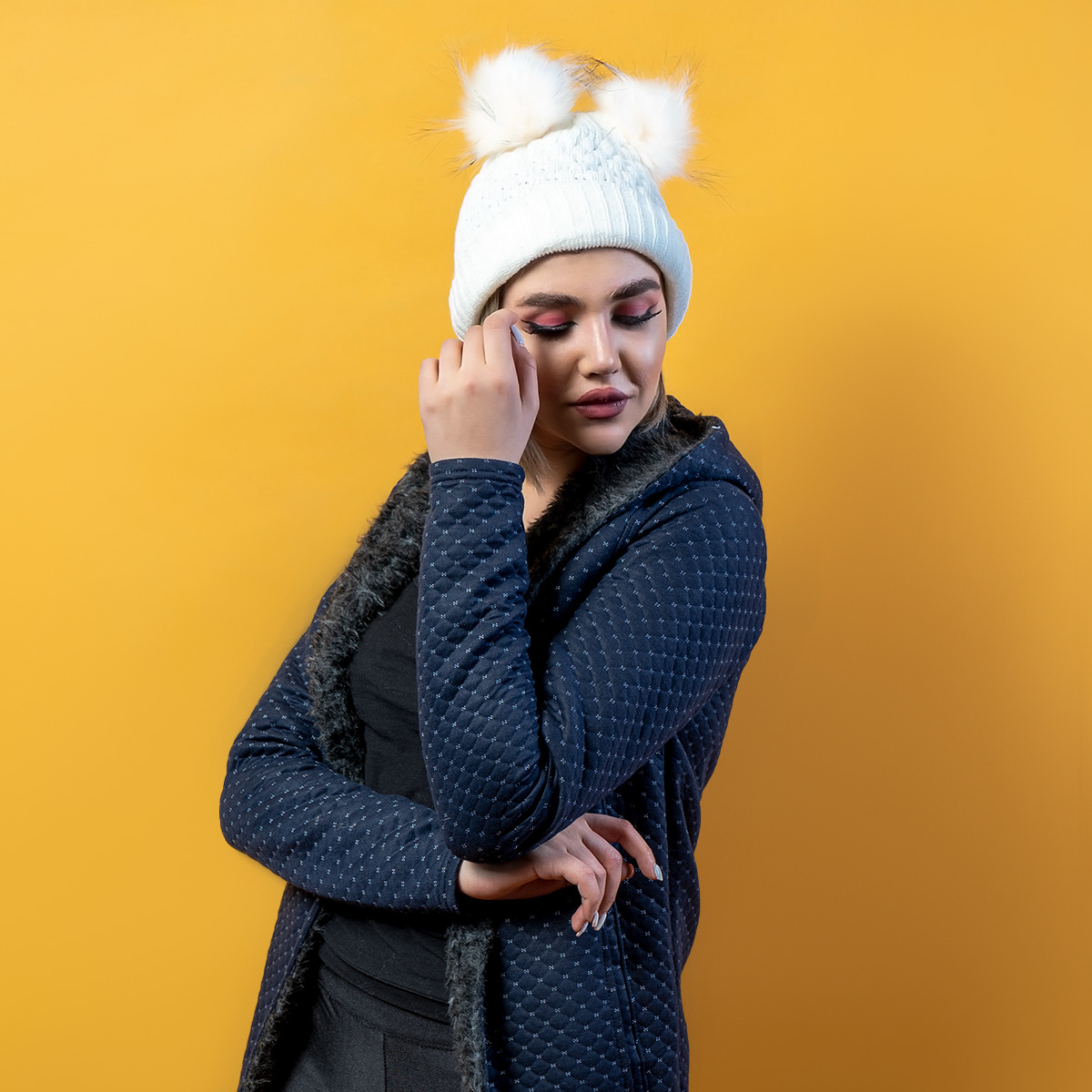 کلاه دخترانه خرگوشی سفید مدل Boshra